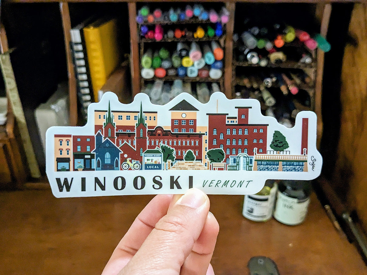 Winooski Vermont Cityscape Waterproof Sticker