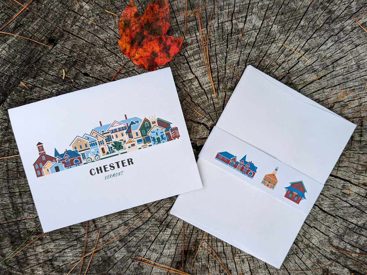 Chester Vermont Cityscape | Blank Greeting Card Set